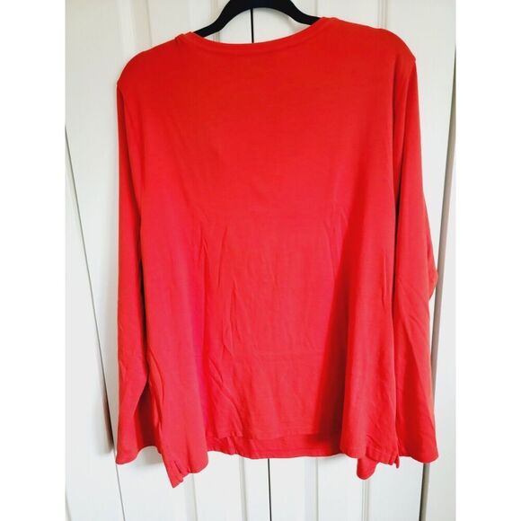 Lauren Ralph Lauren 3X Slim Fit Stretch Top Part Button LS LRL V-Neck Orange - Picture 2 of 6